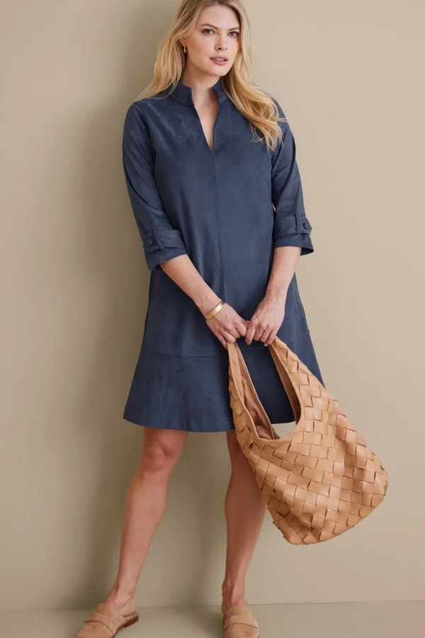 Into The Blues | casual-Soft Surroundings Rani Faux Suede Dress Navy Sea