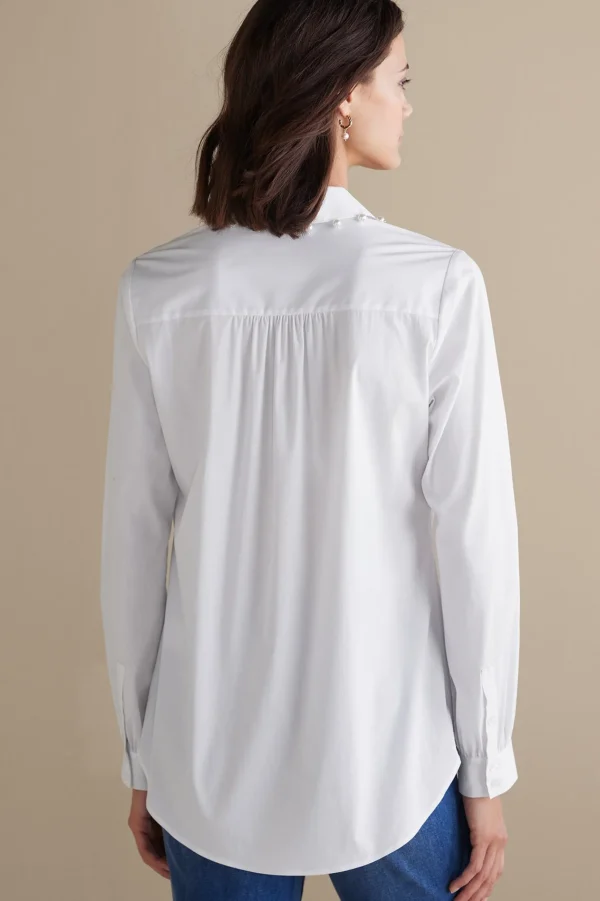 Everyday Styles | long sleeve-Soft Surroundings Rania Pearl Shirt White