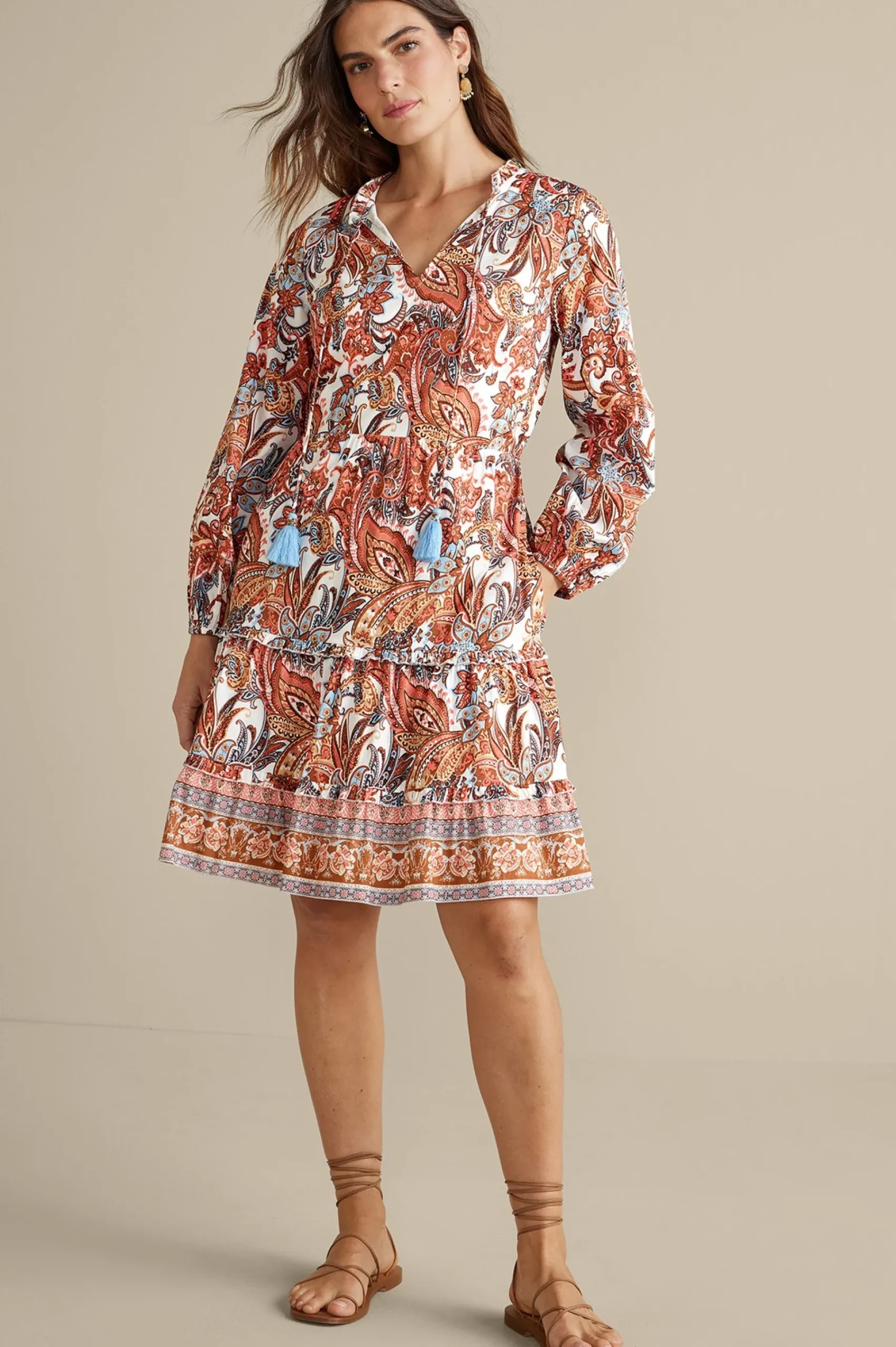 sadie_short_dress_0.webp Vacation Shop | vacation dresses-Soft Surroundings Sadie Short Dress Coral Paisley