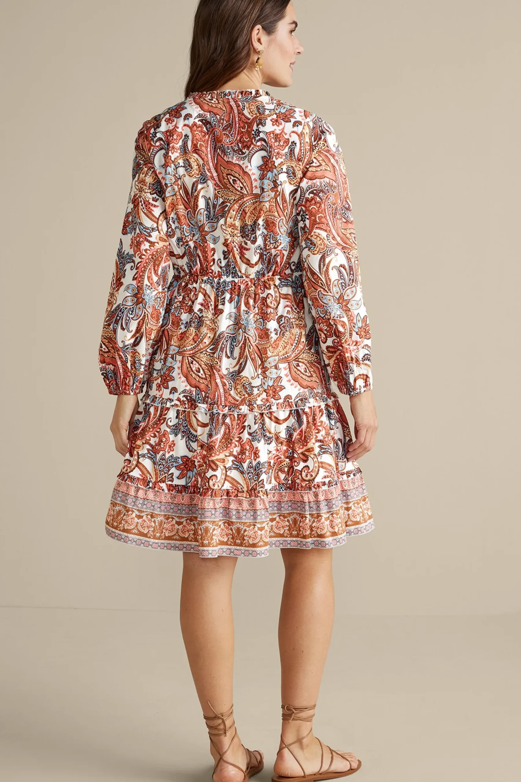 sadie_short_dress_2.webp Vacation Shop | vacation dresses-Soft Surroundings Sadie Short Dress Coral Paisley