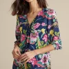 Feminine Flourish | Vacation Shop-Soft Surroundings Samantha Georgette Top Navy Paisley