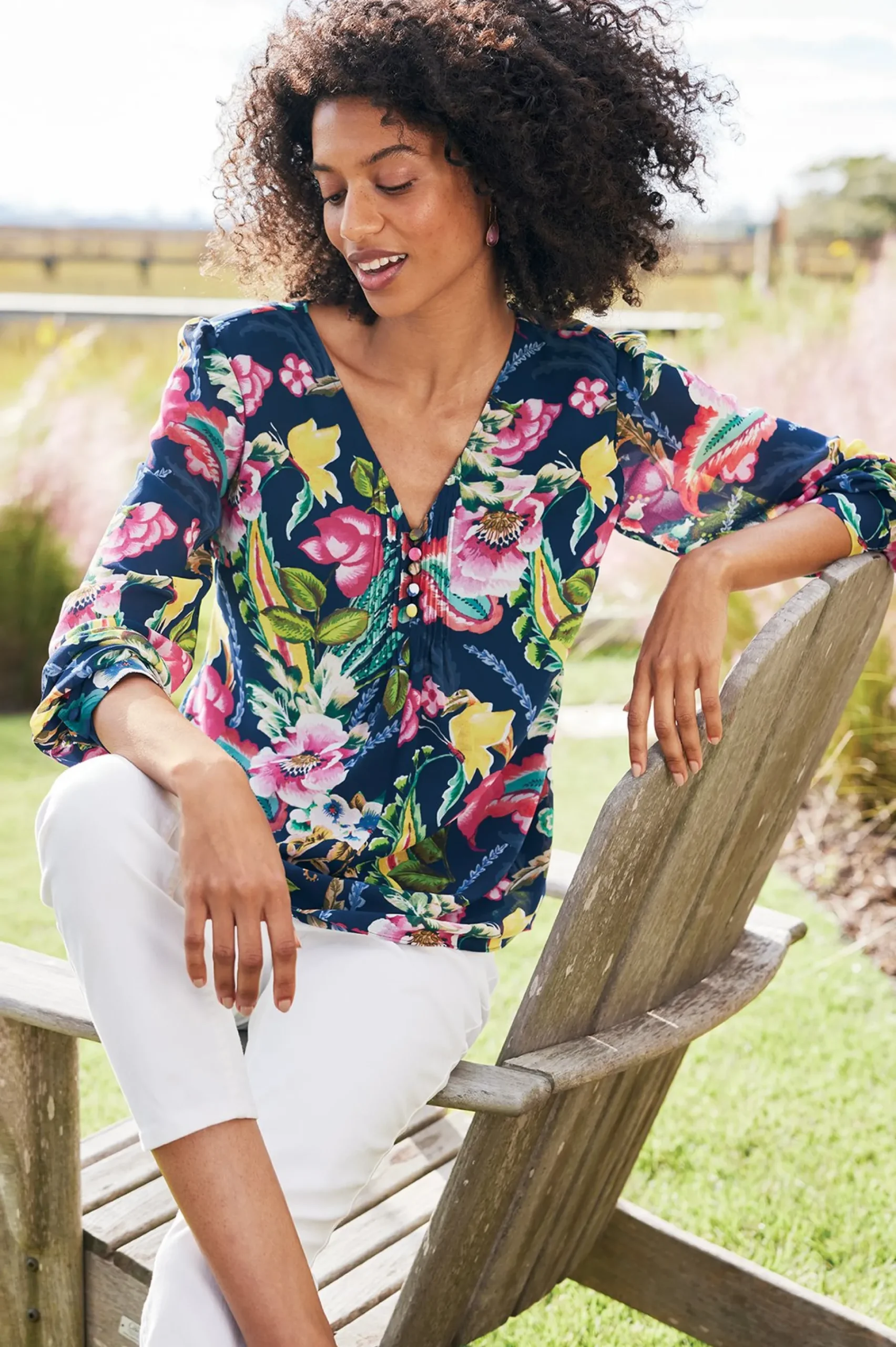 samantha_georgette_top_3.webp Feminine Flourish | Vacation Shop-Soft Surroundings Samantha Georgette Top Navy Paisley