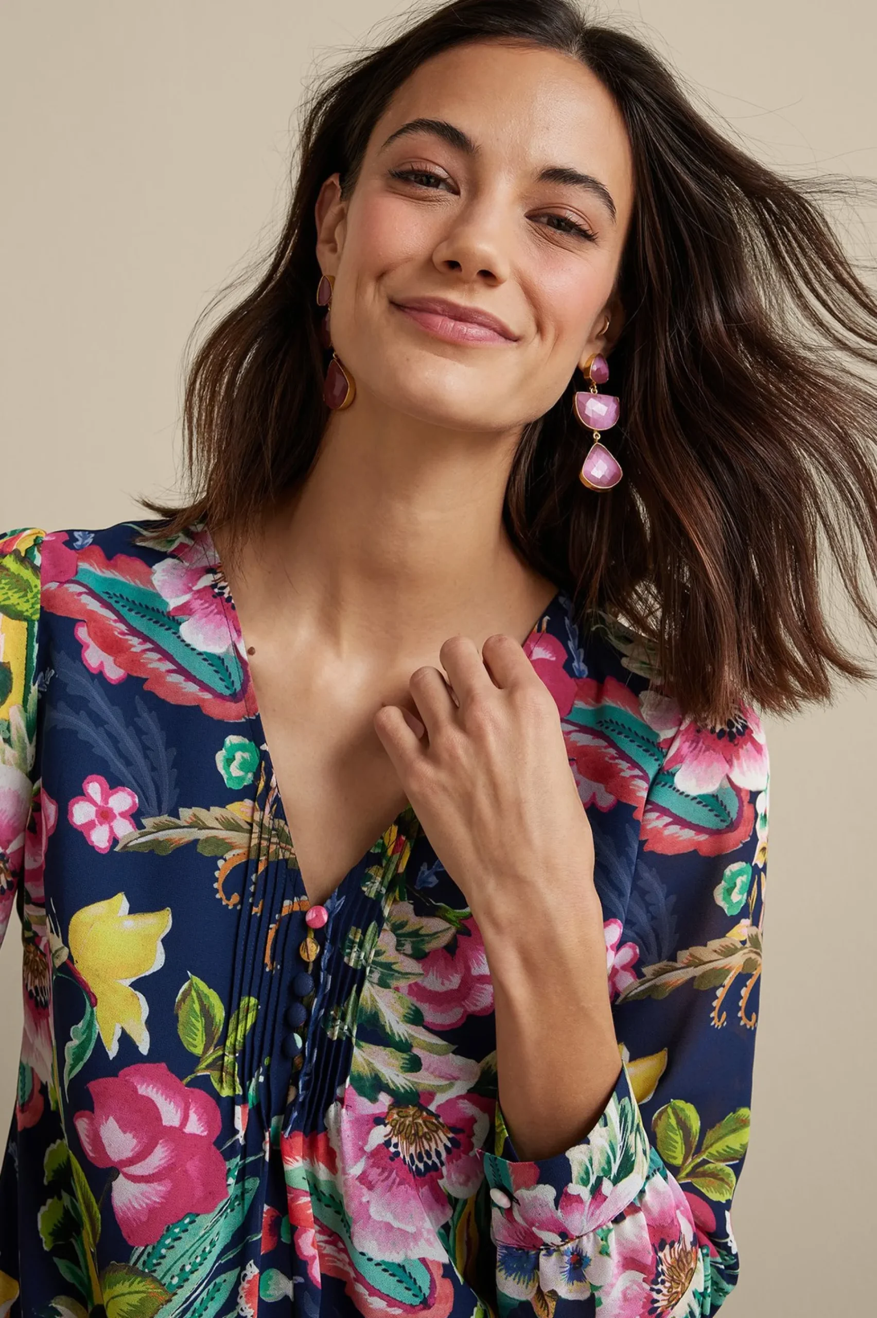 samantha_georgette_top_4.webp Feminine Flourish | Vacation Shop-Soft Surroundings Samantha Georgette Top Navy Paisley
