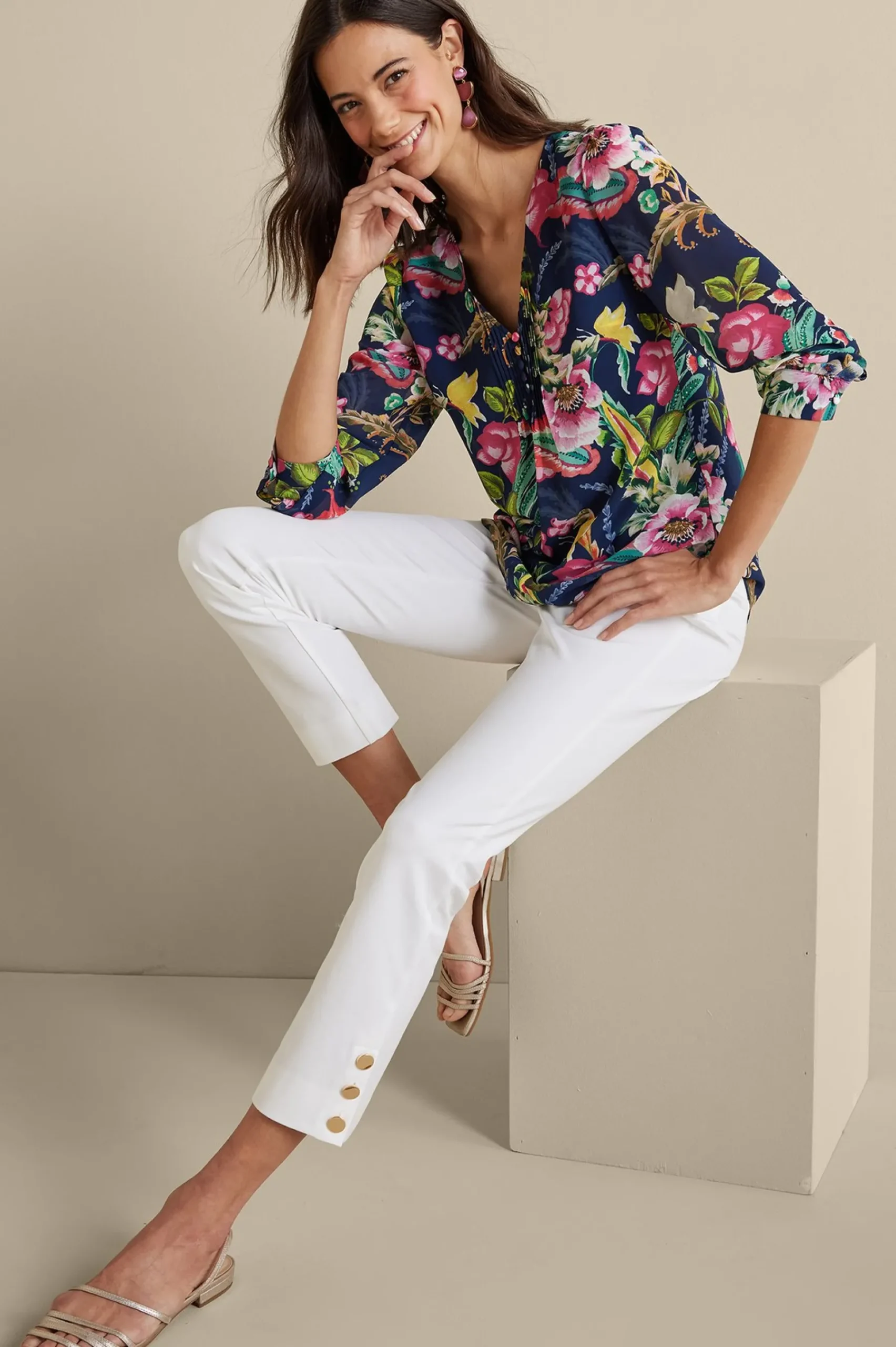 samantha_georgette_top_5.webp Feminine Flourish | Vacation Shop-Soft Surroundings Samantha Georgette Top Navy Paisley