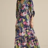 Feminine Flourish | vacation dresses-Soft Surroundings Samantha Maxi Dress Navy Paisley