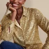 Feminine Flourish | long sleeve-Soft Surroundings Sancerre Sequin Shirt Gold Sequin