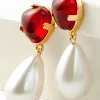 Earrings | earrings-Soft Surroundings Scarlett Drop Earring Red/Pearl