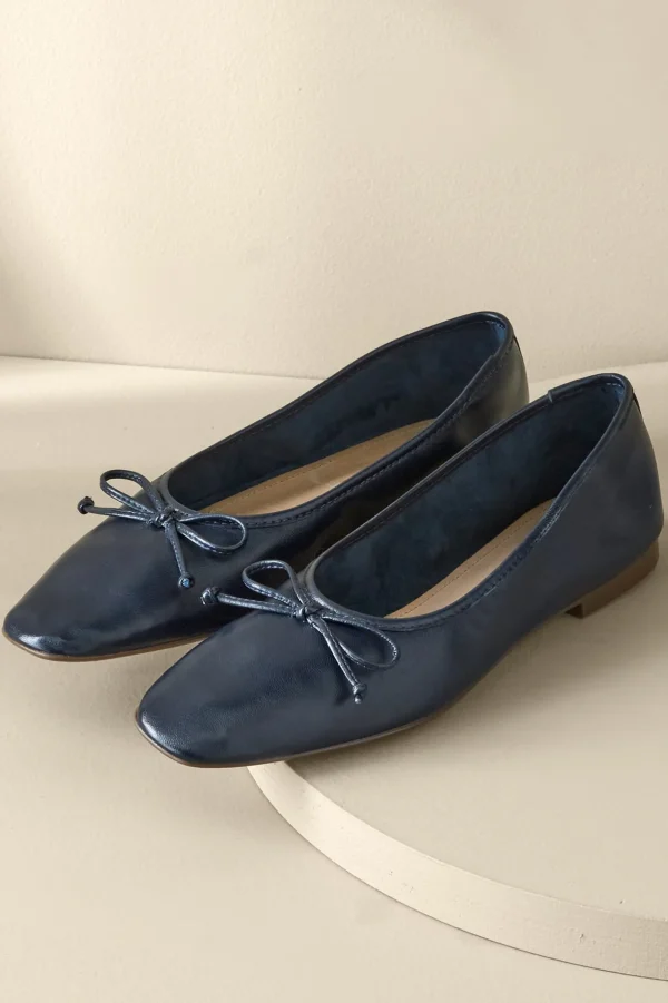 flats-Soft Surroundings Schutz Arissa Bow Ballet Flat Navy Moon