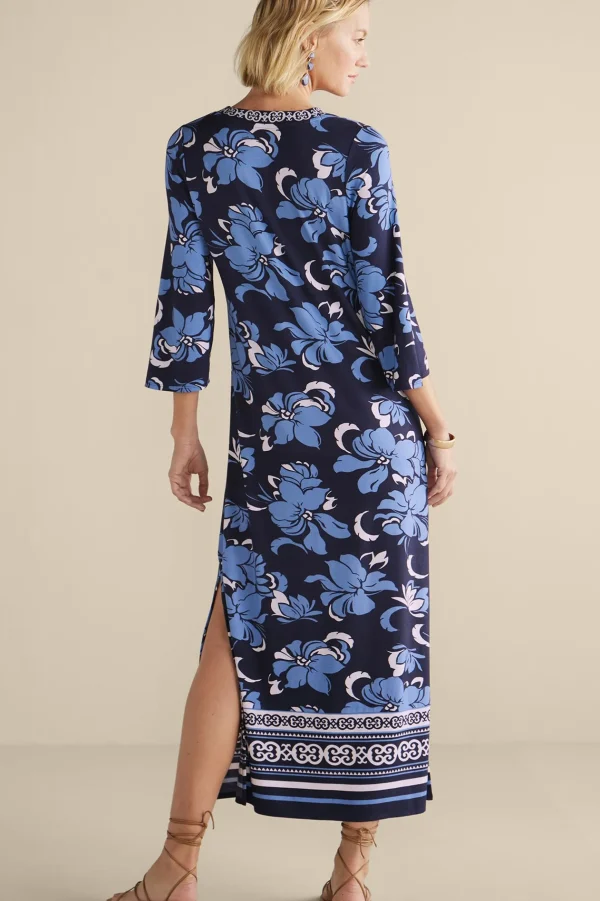 Into The Blues | Vacation Shop-Soft Surroundings Sedona Maxi Dress Menara Bloom Blue + White