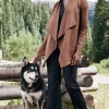 Jackets & Coats-Soft Surroundings Shape Drape Faux Suede Jacket Ivory Pearl