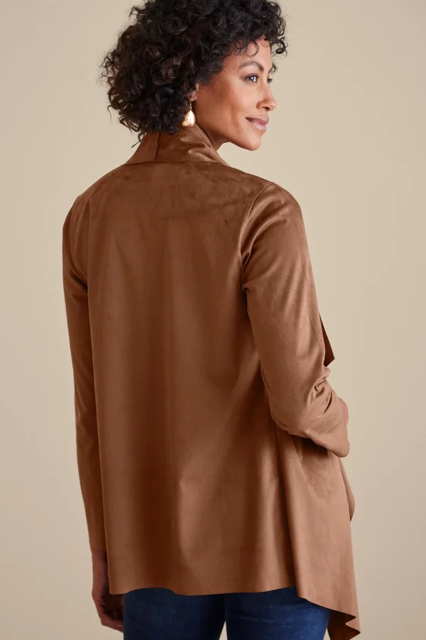 Jackets & Coats-Soft Surroundings Shape Drape Faux Suede Jacket Ivory Pearl