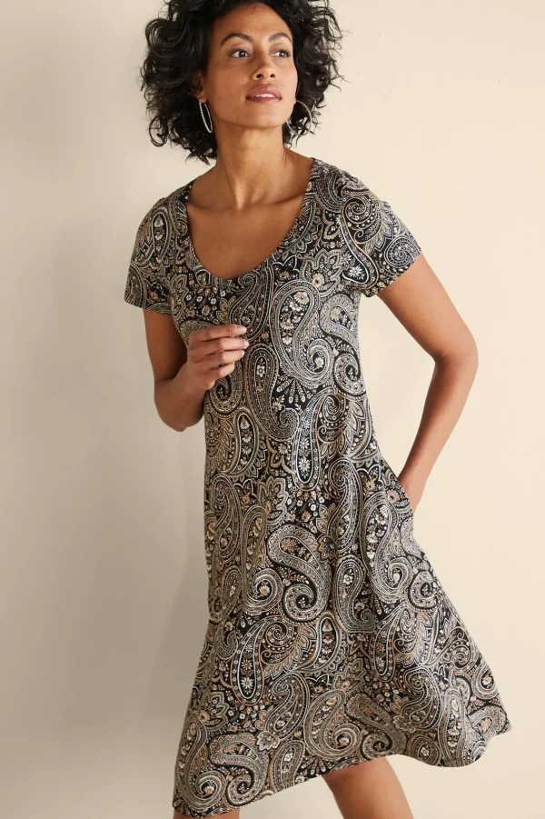 Vacation Shop | casual-Soft Surroundings Short Santiago Gaia Dress Global Paisley Black