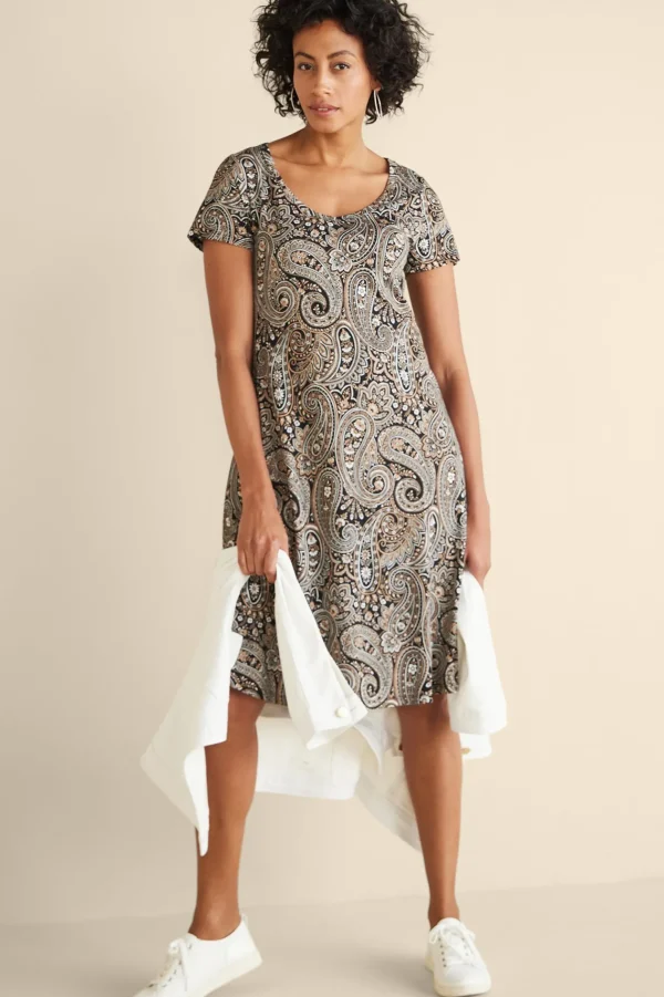 Vacation Shop | casual-Soft Surroundings Short Santiago Gaia Dress Global Paisley Black