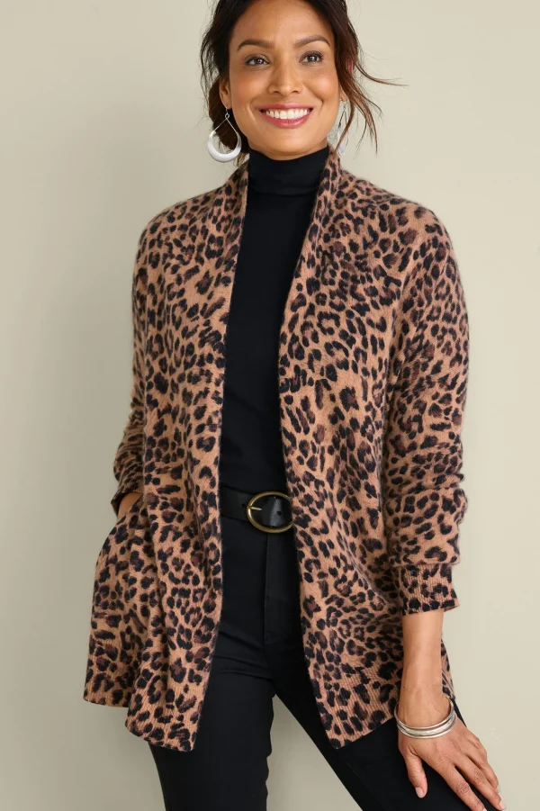 Sweaters & Cardigans | prints-Soft Surroundings Sibyl Cashmere Printed Cardigan Snow Leopard
