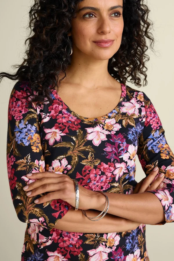 Soft Essential Styles | Feminine Flourish-Soft Surroundings Soft Essential™ SUPIMA® 3/4 Sleeve Tee Black
