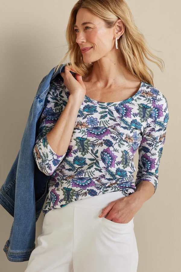 Soft Essential Styles | Feminine Flourish-Soft Surroundings Soft Essential™ SUPIMA® 3/4 Sleeve Tee Black