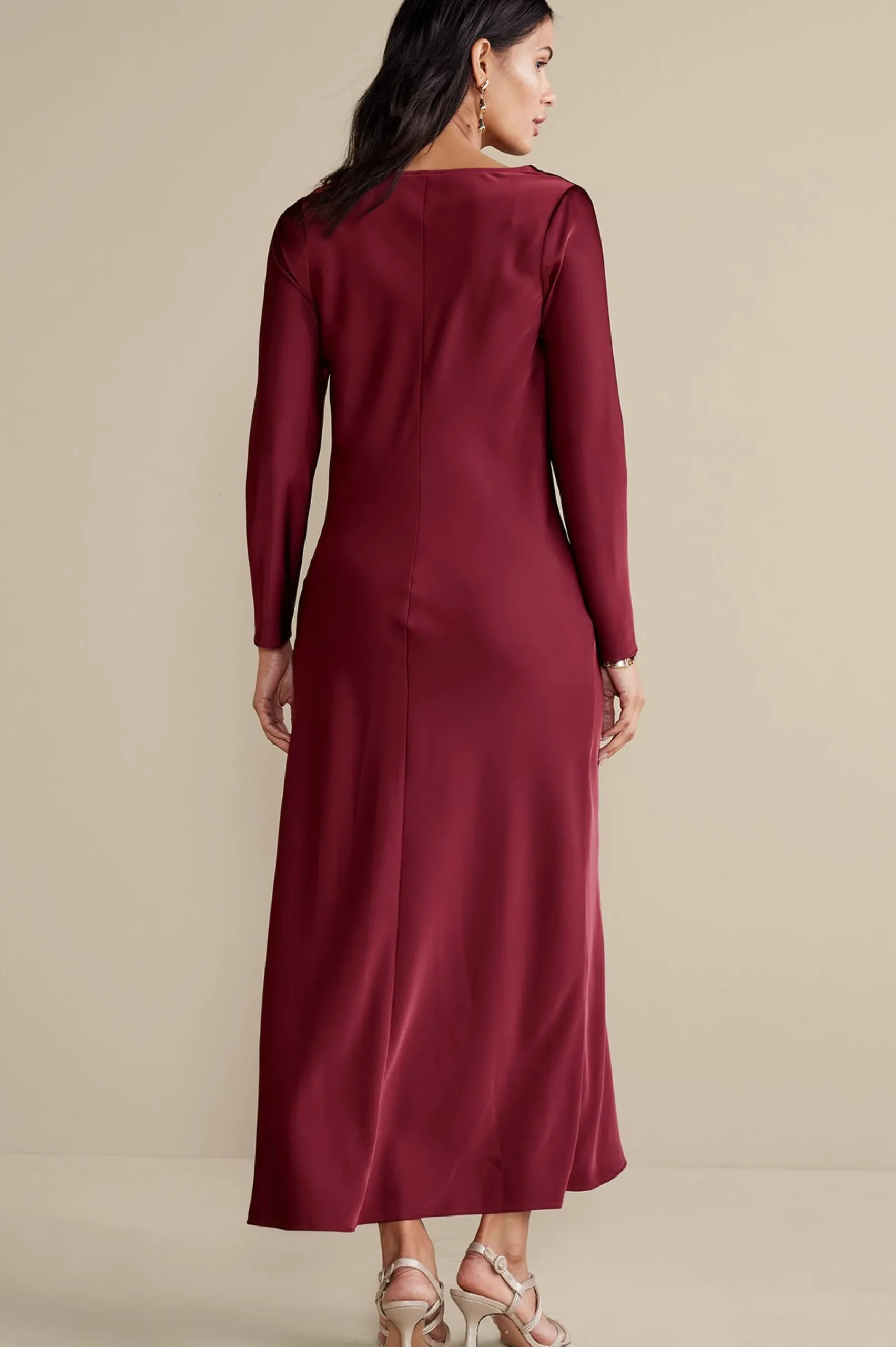 solange_satin_dress_2.webp occasion dresses | solids-Soft Surroundings Solange Satin Dress Cabernet