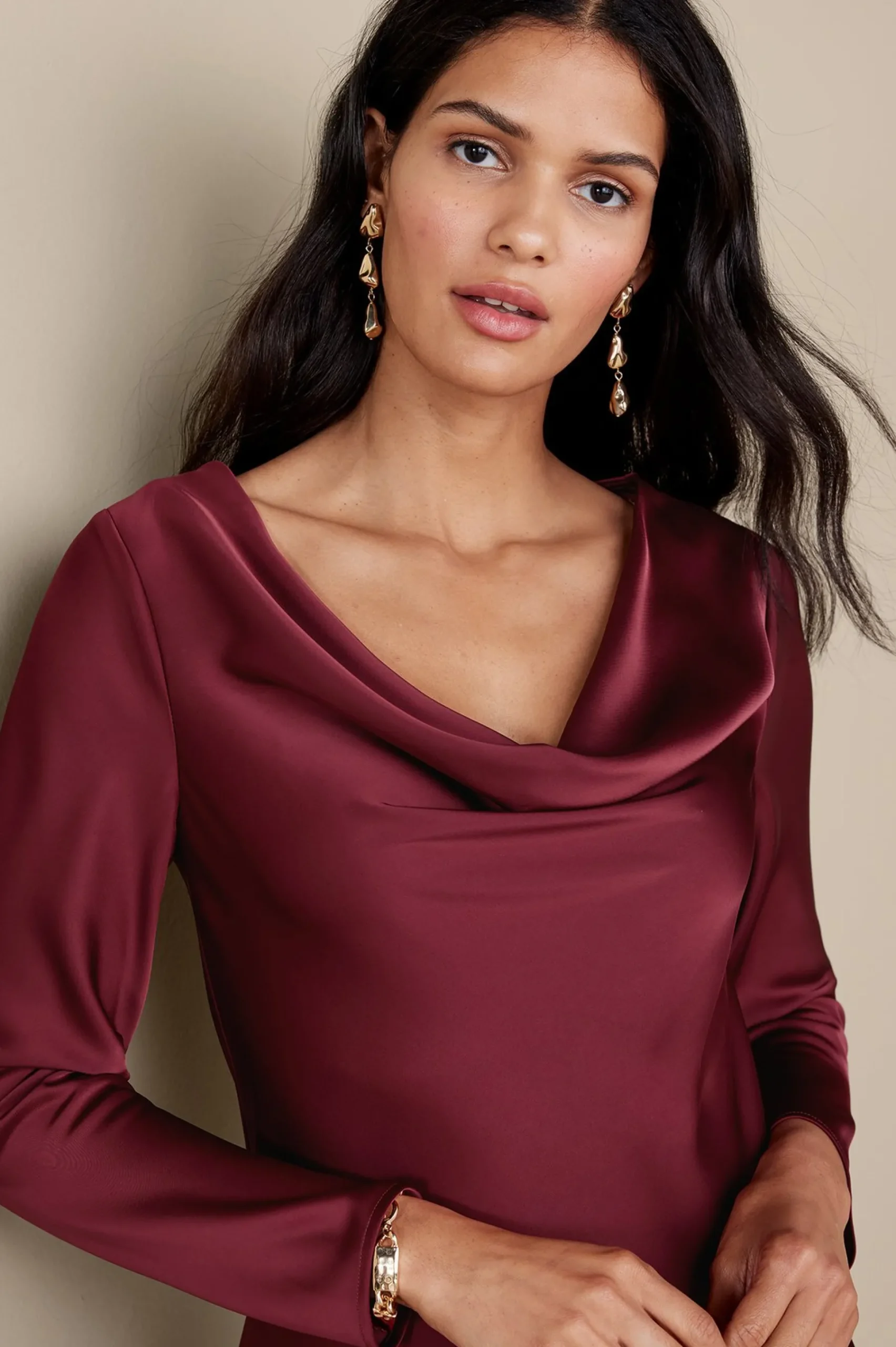 solange_satin_dress_4.webp occasion dresses | solids-Soft Surroundings Solange Satin Dress Cabernet
