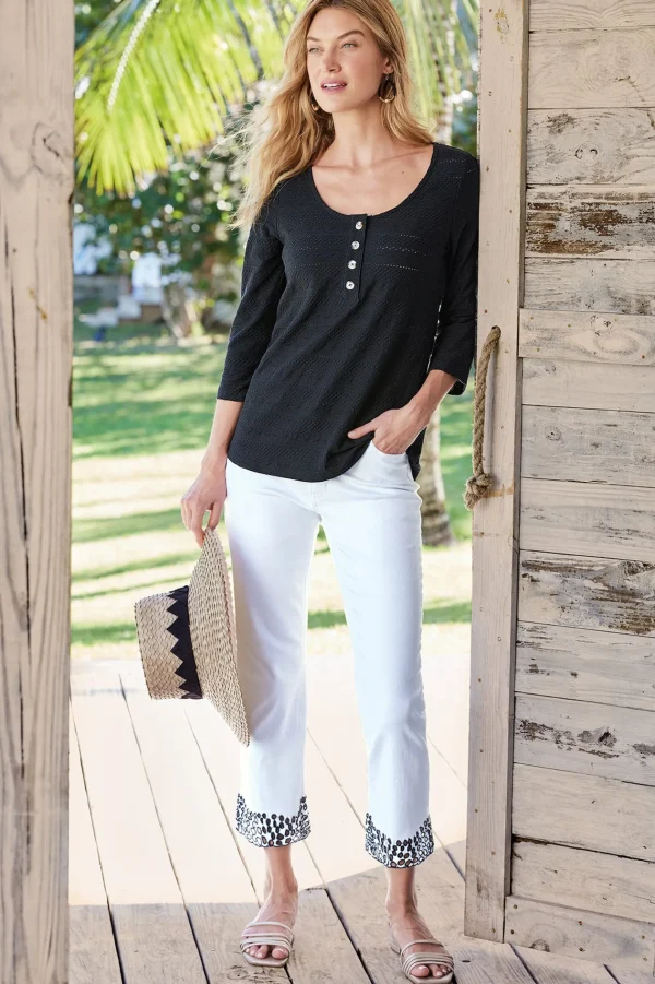 cropped | ankle-Soft Surroundings Solene Eyelet Denim Crop Jeans White