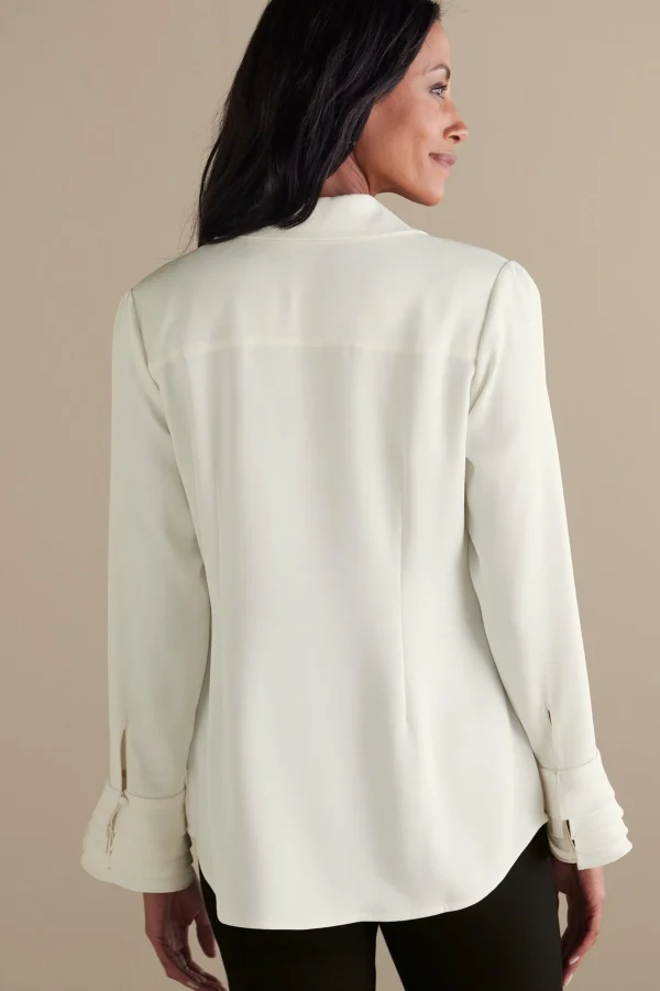 Everyday Styles | long sleeve-Soft Surroundings Sonnet Blouse Ecru