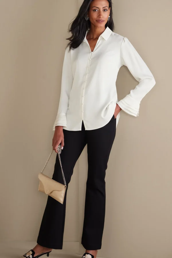 Everyday Styles | long sleeve-Soft Surroundings Sonnet Blouse Ecru