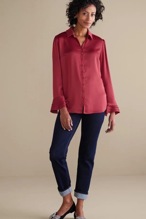 Everyday Styles | long sleeve-Soft Surroundings Sonnet Blouse Ecru