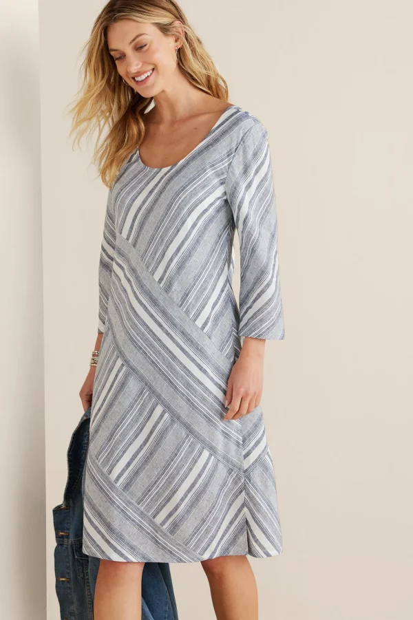 Vacation Shop | Linen Shop-Soft Surroundings Sonya Linen Dress White/Blue