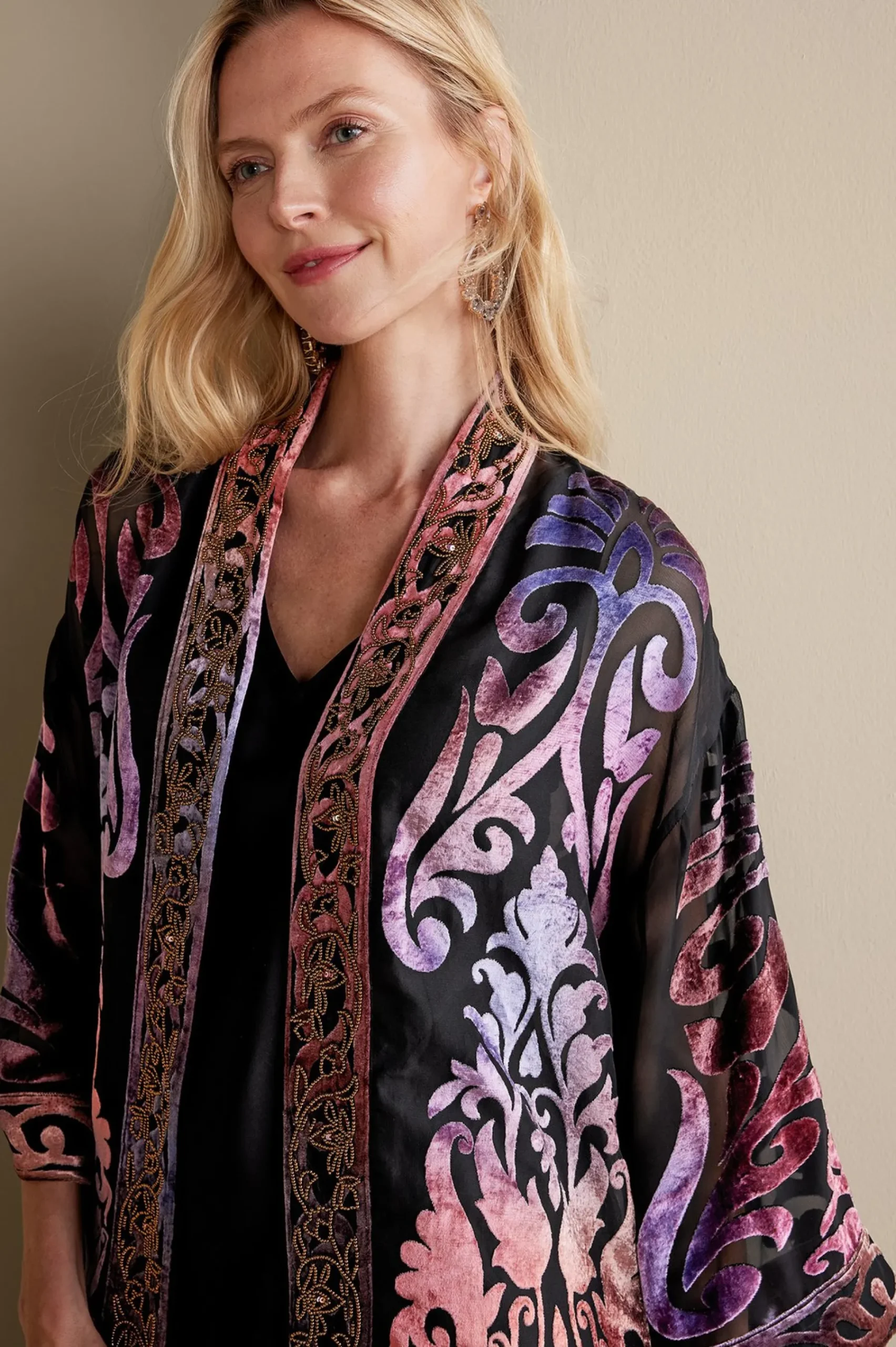 sophia_topper_0.webp Feminine Flourish | EVelvet Styles-Soft Surroundings Sophia Topper Purple Gold Metallic