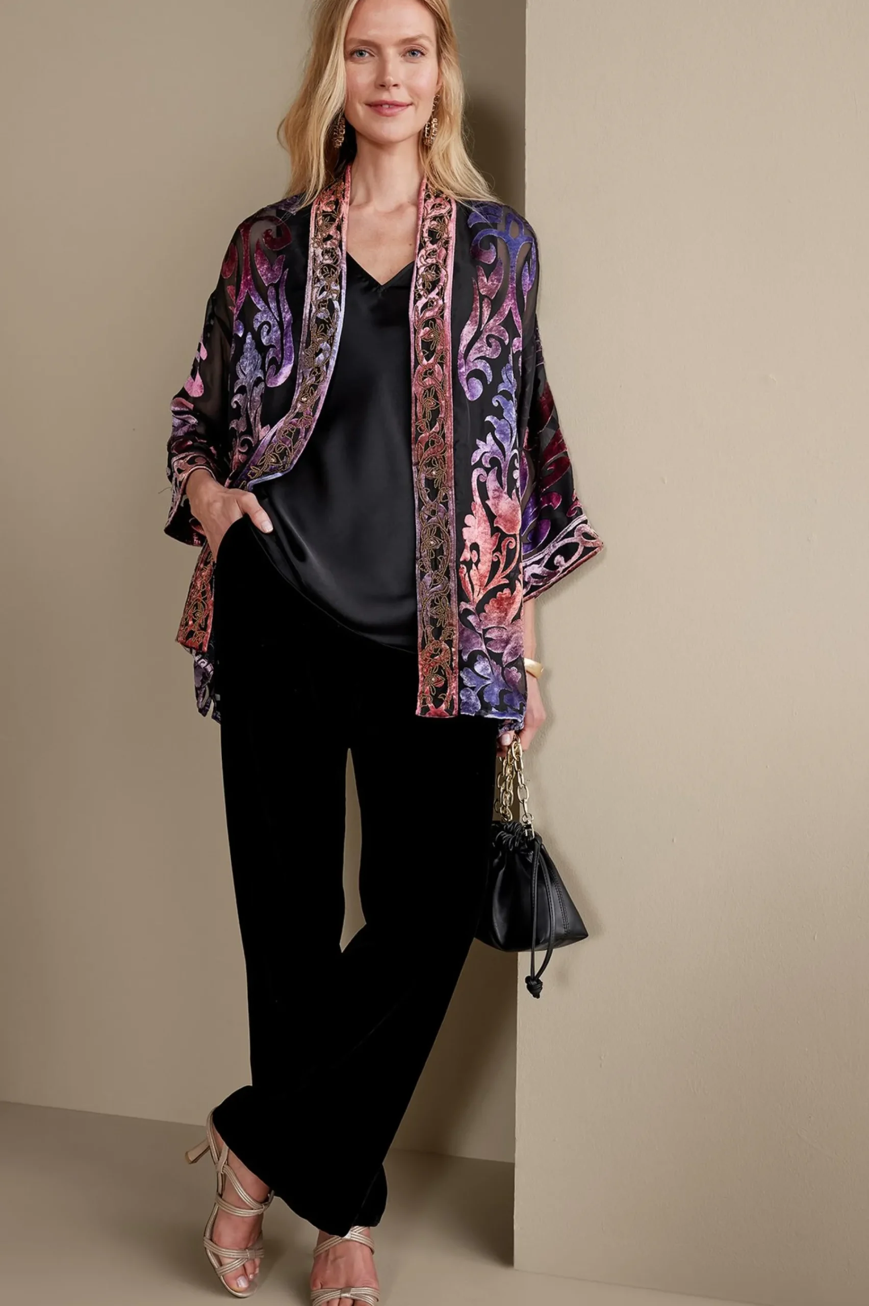 sophia_topper_1.webp Feminine Flourish | EVelvet Styles-Soft Surroundings Sophia Topper Purple Gold Metallic