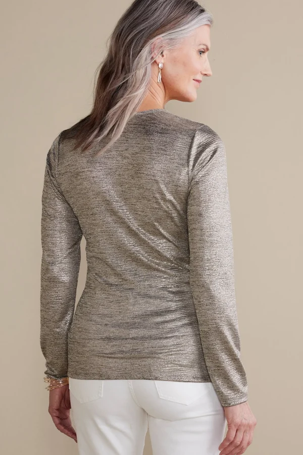 long sleeve | novelty-Soft Surroundings Stella Top Neutral Foil
