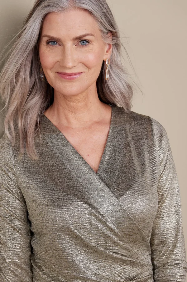long sleeve | novelty-Soft Surroundings Stella Top Neutral Foil