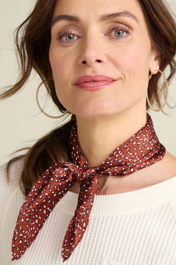 Scarves & Wraps-Soft Surroundings Sylvia Silk Square Scarf Rust Multi