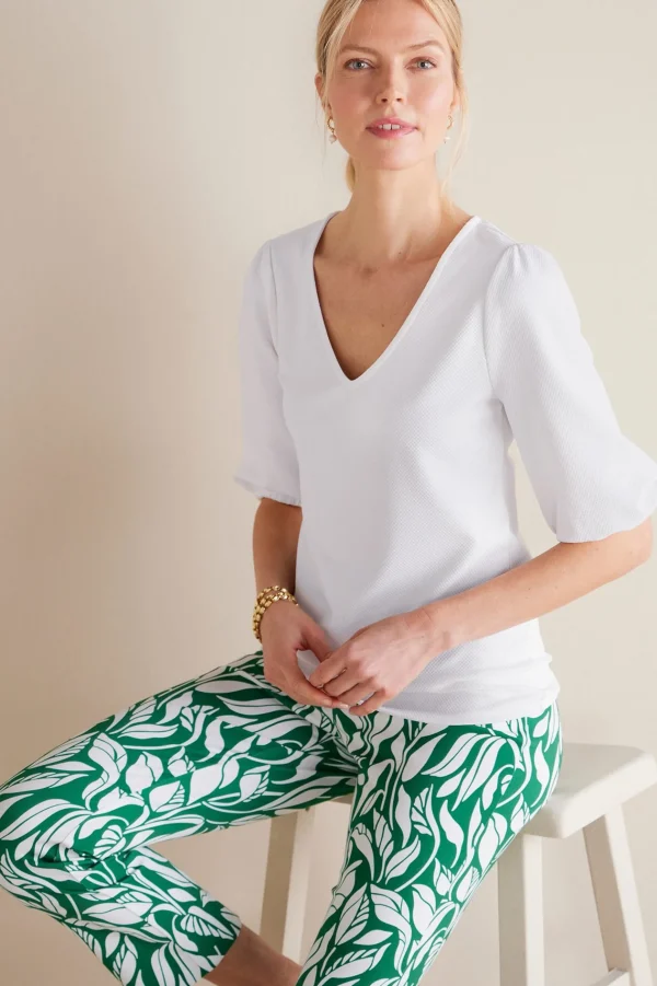 elbow length | pullovers-Soft Surroundings Tabitha Puff Sleeve Top White