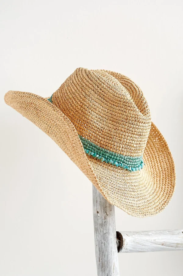 Hats-Soft Surroundings Tahitian Cowboy Hat Turquoise