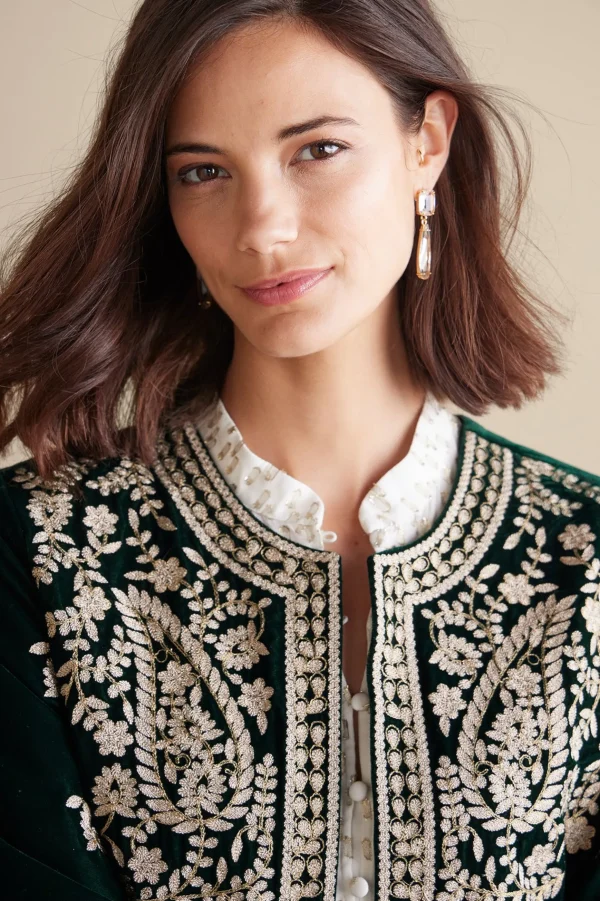 Feminine Flourish | EVelvet Styles-Soft Surroundings Tatianna Velvet Jacket Emerald Green