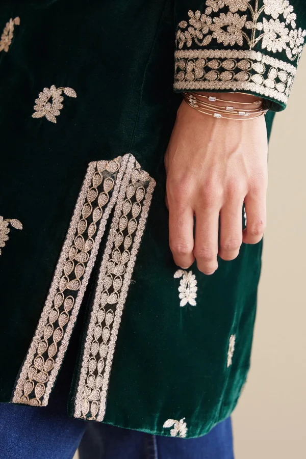 Feminine Flourish | EVelvet Styles-Soft Surroundings Tatianna Velvet Jacket Emerald Green