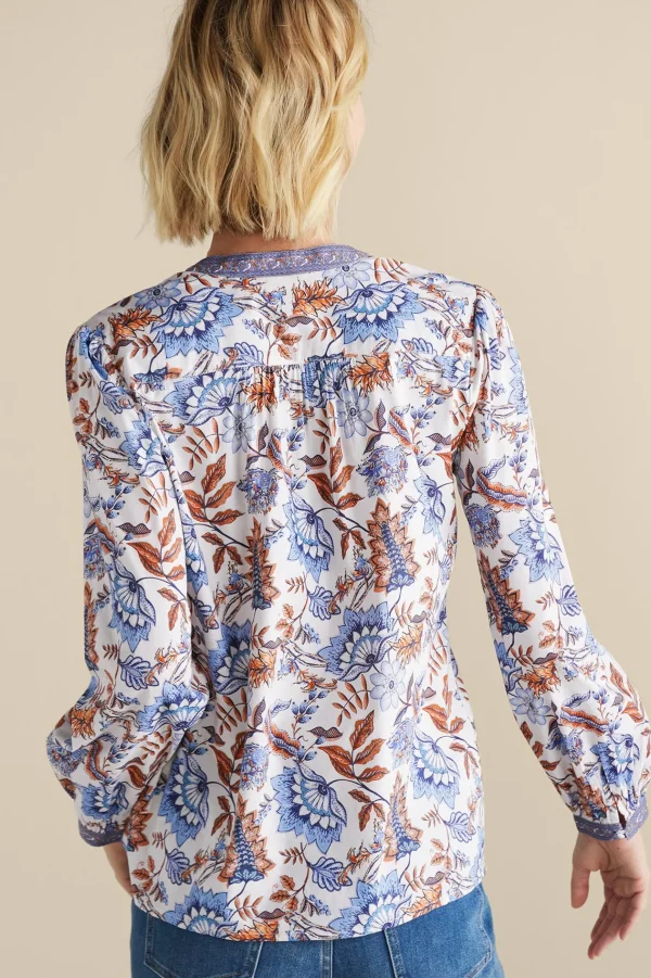 Feminine Flourish | Into The Blues-Soft Surroundings Tracy Top Chambray Calico