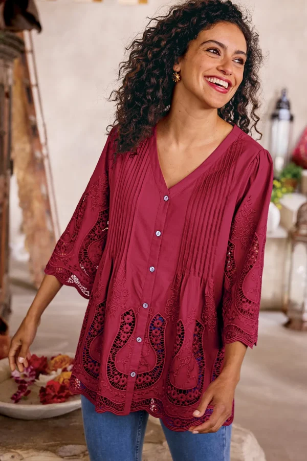 Feminine Flourish | Vacation Shop-Soft Surroundings Trella Eyelet Top White