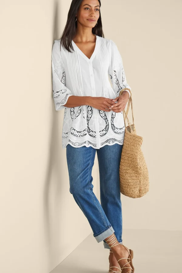 Feminine Flourish | Vacation Shop-Soft Surroundings Trella Eyelet Top White