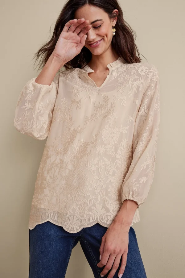 Feminine Flourish | Global Artistry-Soft Surroundings Tresa Lace Top Ivory
