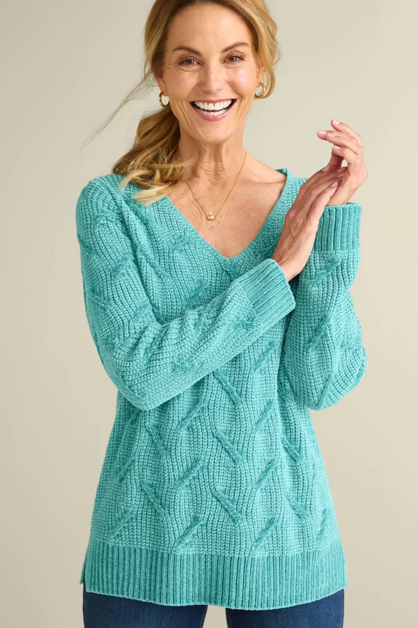 Sweaters & Cardigans | long sleeve-Soft Surroundings Trina Chenille Sweater Almond Milk