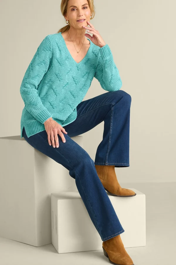 Sweaters & Cardigans | long sleeve-Soft Surroundings Trina Chenille Sweater Almond Milk