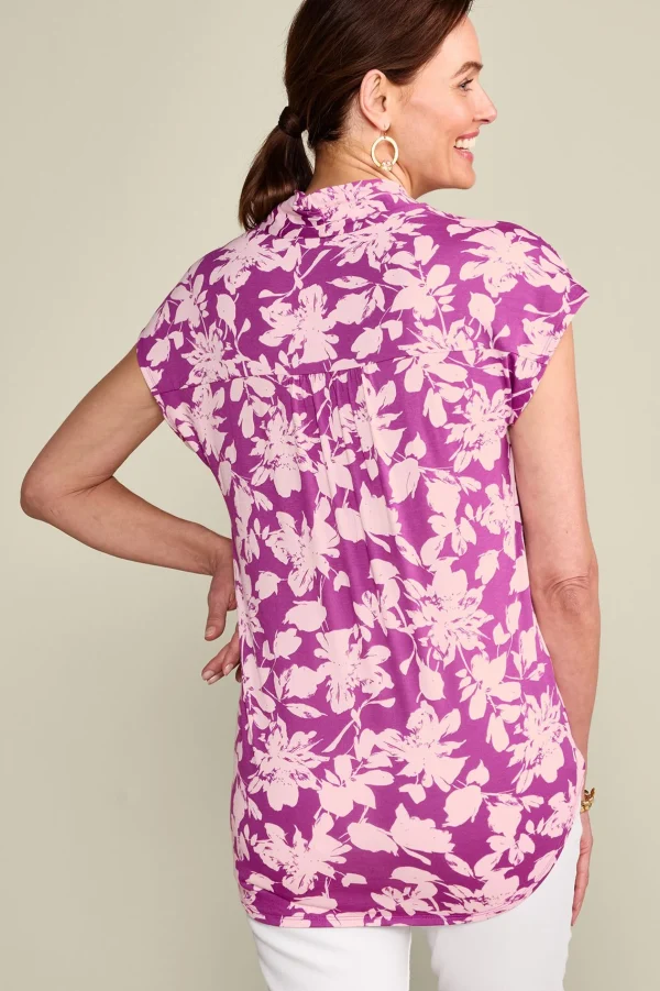 short sleeve | tops & tees-Soft Surroundings Twilight Luau Printed Tunic Global Paisley Neutral