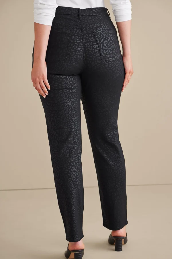 leggings | full length-Soft Surroundings Ultimate Denim Animal Straight Leg Jeans Metallic Animal