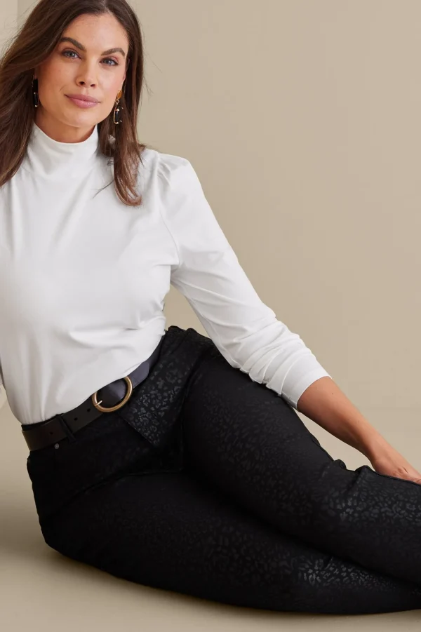 leggings | full length-Soft Surroundings Ultimate Denim Animal Straight Leg Jeans Metallic Animal