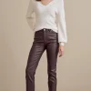 Everyday Styles | leggings-Soft Surroundings Ultimate Denim Coated Straight Leg Jeans Coated Dark Brown