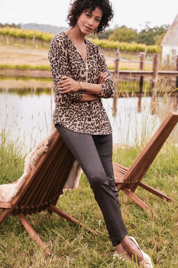 Everyday Styles | leggings-Soft Surroundings Ultimate Denim Coated Straight Leg Jeans Coated Dark Brown