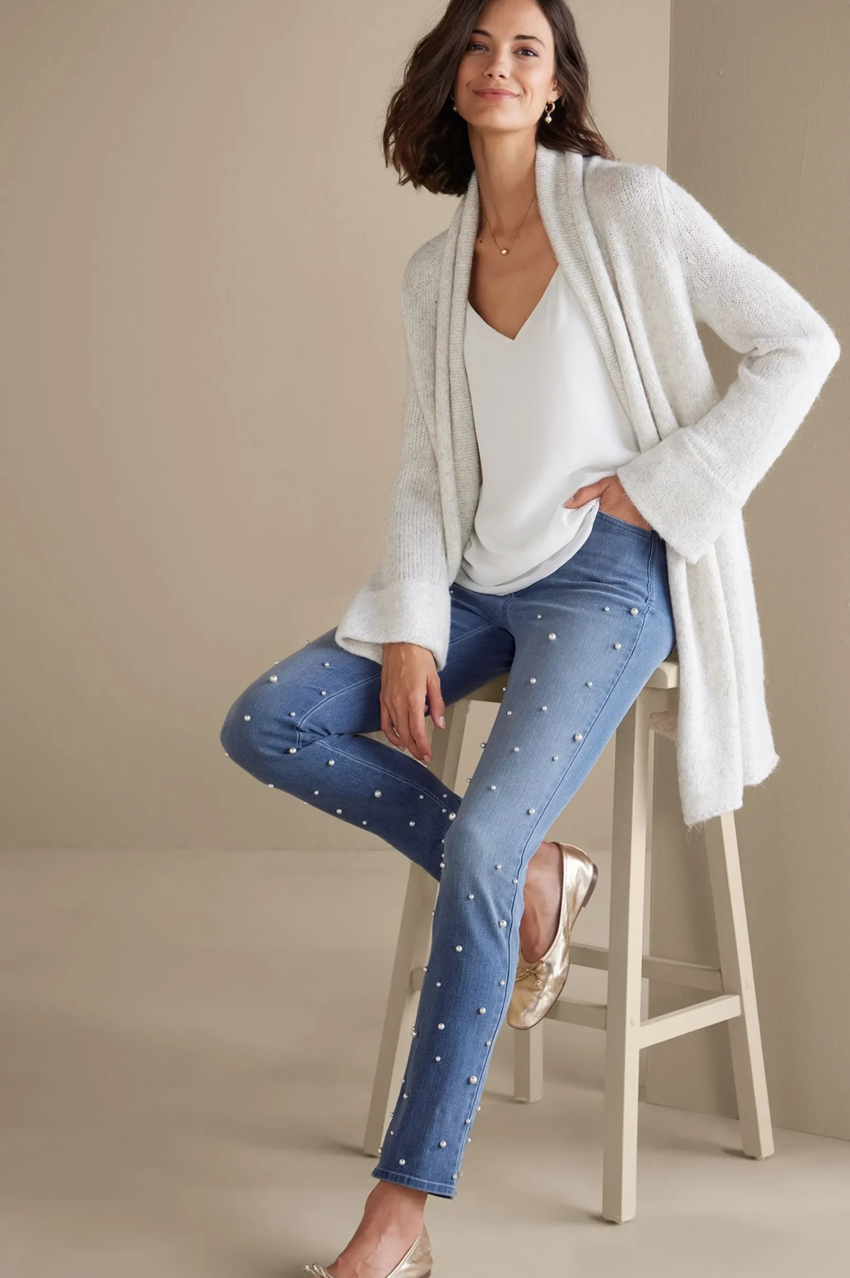 ultimate_denim_pearl_stra_0.webp Wear Now Styles | leggings-Soft Surroundings Ultimate Denim Pearl Straight Leg Jeans Icy Blue Wash