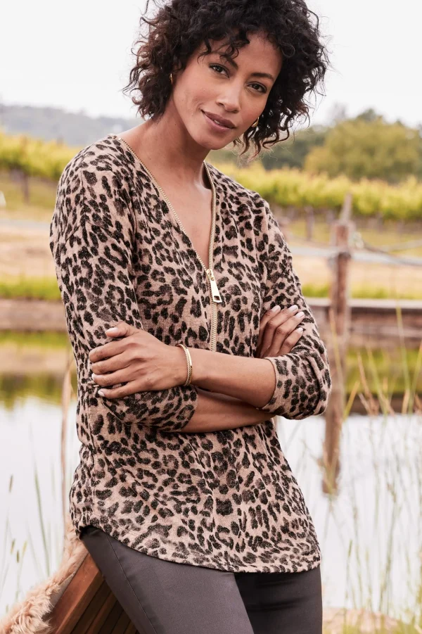 Everyday Styles | Sweaters & Cardigans-Soft Surroundings Valentina Zip Sweater Sangria Red