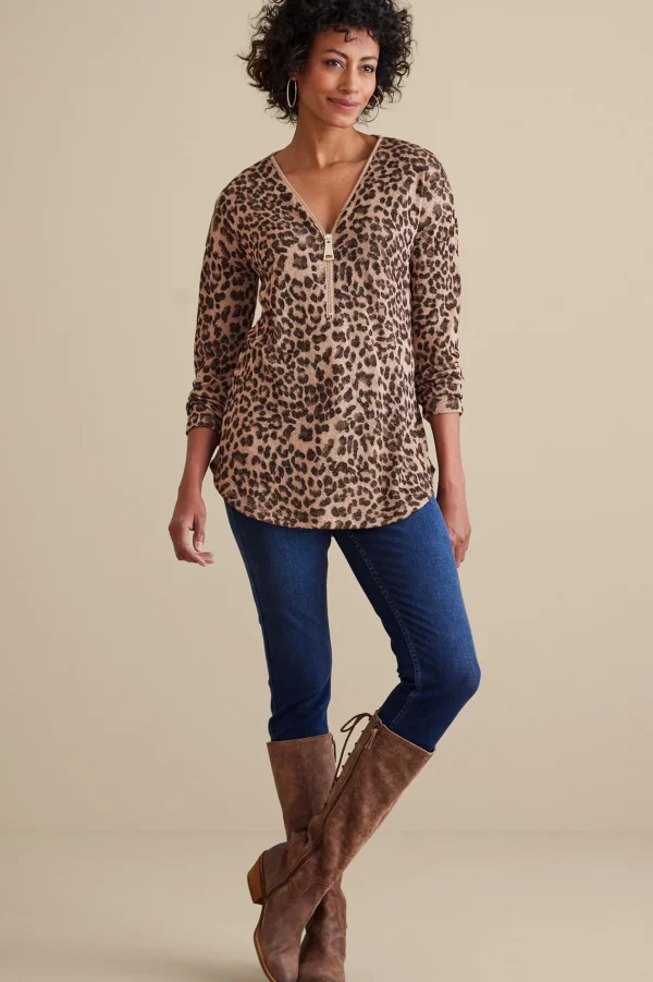 Everyday Styles | Sweaters & Cardigans-Soft Surroundings Valentina Zip Sweater Sangria Red